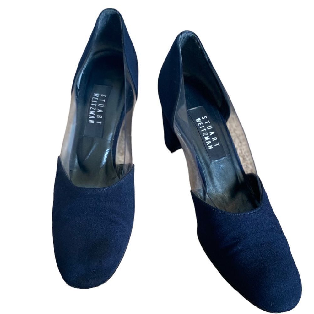 Staurt Weitzman Navy Blue Satin Heels